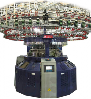 Computerized double knitting machine with auto-striper